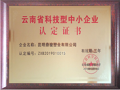 BBIN宝盈集团-云南省科技型中小企业认定证书